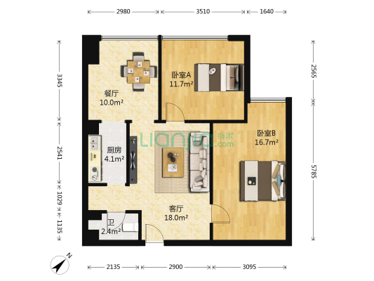 天立广场 2室2厅1卫 76平方