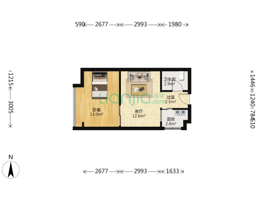 东香书苑 1室1厅1卫 49平方