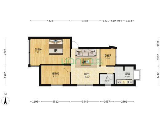 云兴路118号 2室1厅1卫 51平方