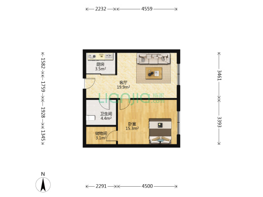 方联大厦 1室1厅1卫 70平方