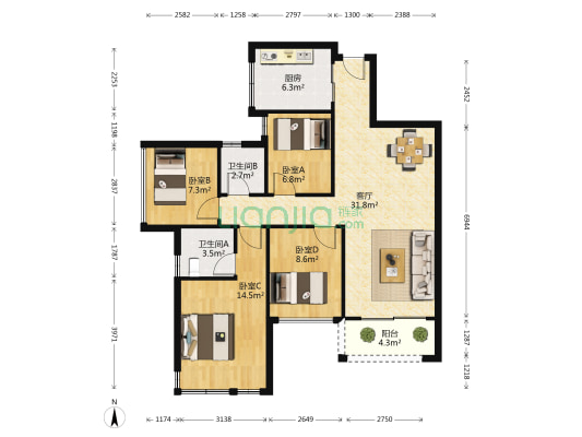 森林假日 4室1厅2卫 100平方