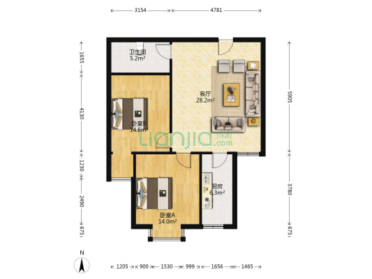 白云世家 2室1厅1卫 91平方