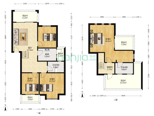 水城栖谷凤凰栖 4室1厅2卫 133平方