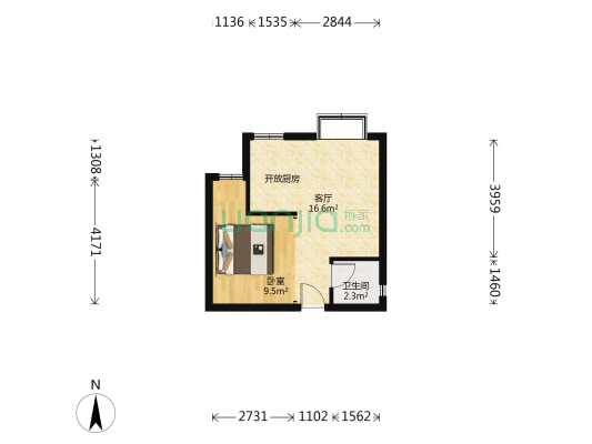 梧桐世家二期 1室1厅1卫 42平方