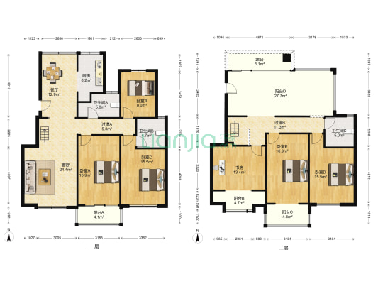 世纪名门 6室2厅3卫 214平方