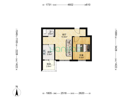 南山街住宅区 1室1厅1卫 41平方