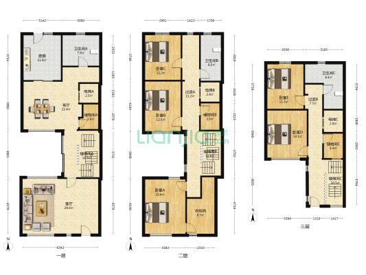 保利家园(别墅) 5室2厅3卫 267平方