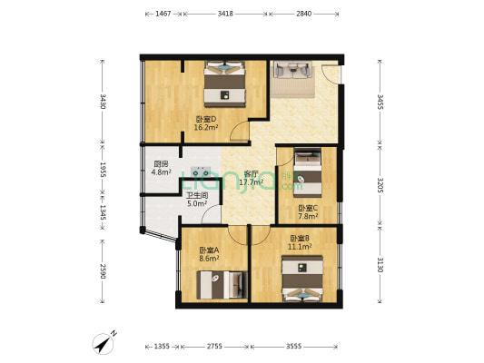 奥飞马 4室1厅1卫 99平方