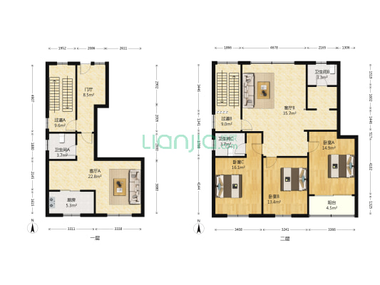 流虹新村南区 3室2厅3卫 179平方