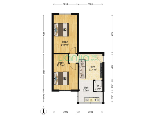 农商银行家属院 2室1厅1卫 64平方