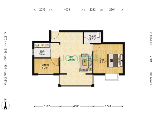 金山小区二期 1室1厅1卫 76平方