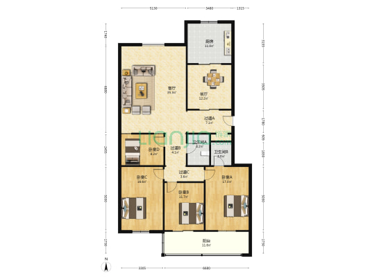 永丰公寓 4室2厅2卫 149平方