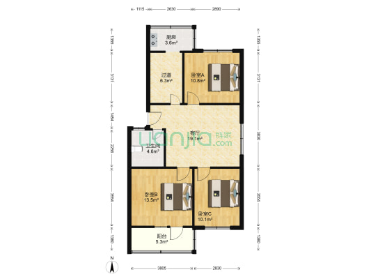 文礼小区 3室1厅1卫 84平方