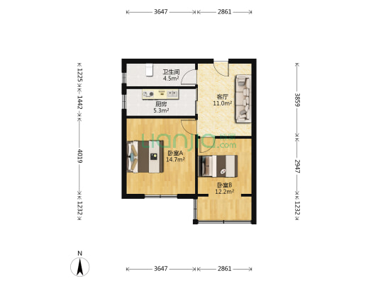 水映华庭东区 2室1厅1卫 71平方