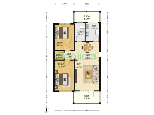 工商局家属院 2室2厅1卫 84平方