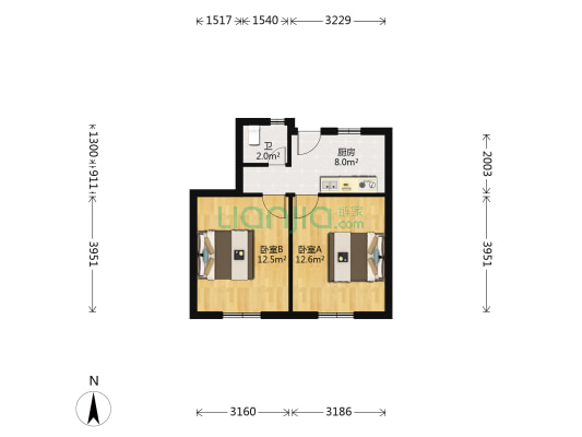 国顺路394号-398号 2室0厅1卫 46平方