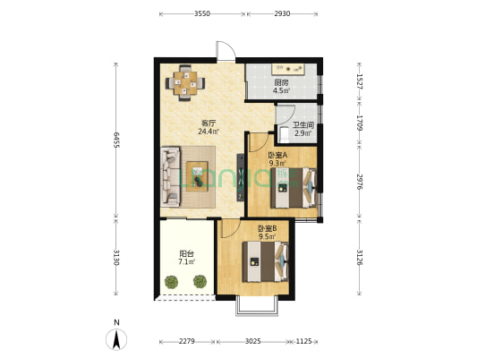 润和花园 2室1厅1卫 75平方