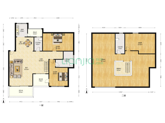 钻石城 2室2厅3卫 213平方