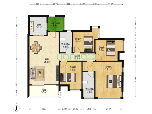 邦华翠悦湾 4室1厅2卫 116平方