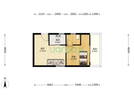 景香阁 1室1厅0卫 56平方