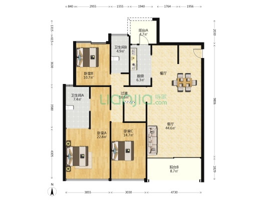九洲保利天和三期 3室1厅2卫 155平方