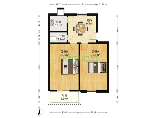 大智路 2室1厅1卫 62平方