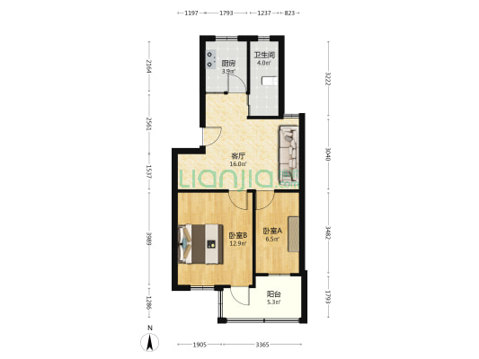 景桥茗苑北区 2室1厅1卫 60平方