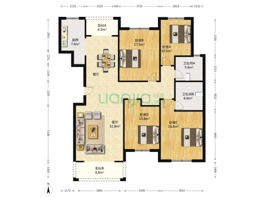 润江榕园 4室1厅2卫 160平方