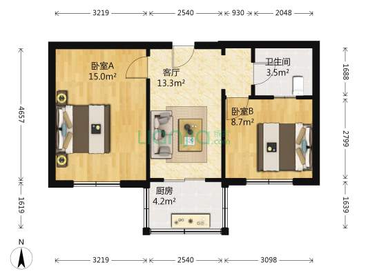职高西小区 2室1厅1卫 58平方