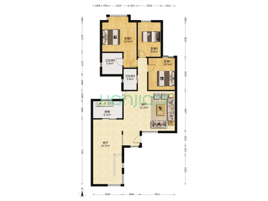 万科四季花城文竹轩 3室2厅2卫 197平方