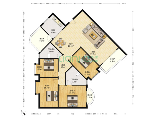 貝月湾 4室2厅2卫 186平方