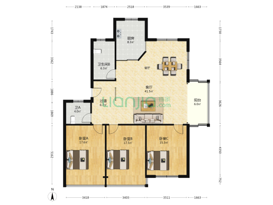 新宁南路60号 3室1厅2卫 161平方
