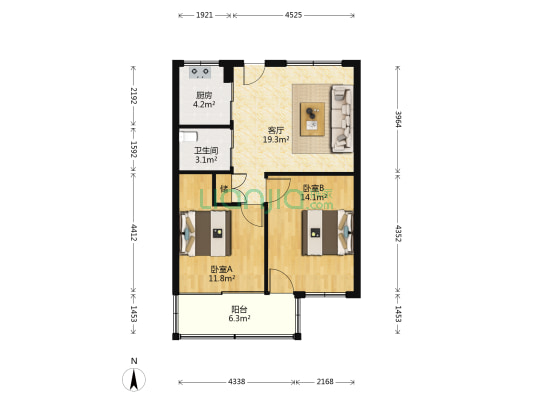 大川公寓 2室1厅1卫 70平方