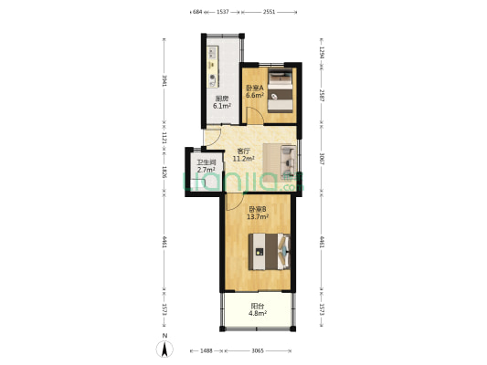 寿邱街40号院 2室1厅1卫 55平方