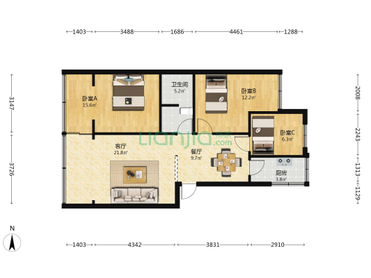 新闻路卢家营9-12号 3室2厅1卫 74平方