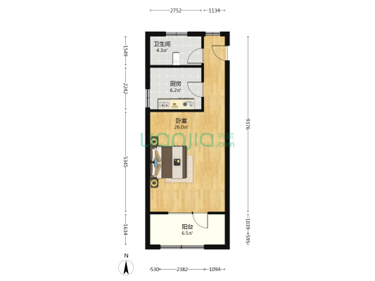 欣乐城 1室0厅1卫 63平方