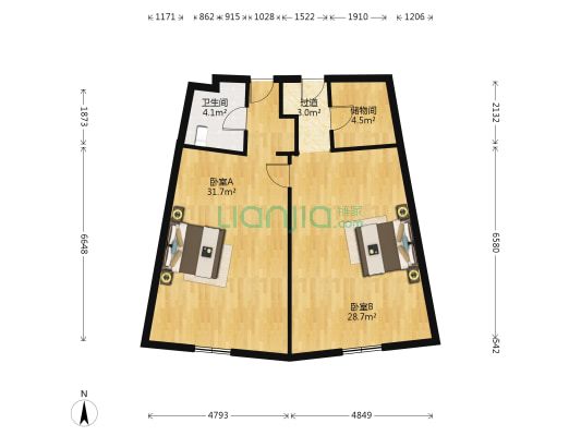 华达大厦 2室0厅1卫 128平方