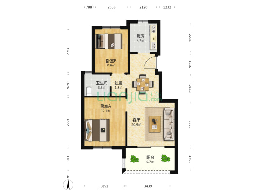 云景佳苑 2室1厅1卫 74平方