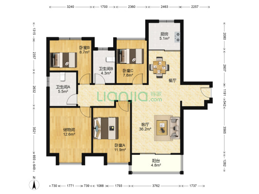 旭辉玺悦 3室1厅2卫 132平方