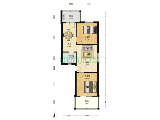 锦东苑 2室2厅1卫 58平方