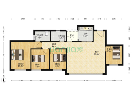 建发和玺二期 4室1厅2卫 98平方