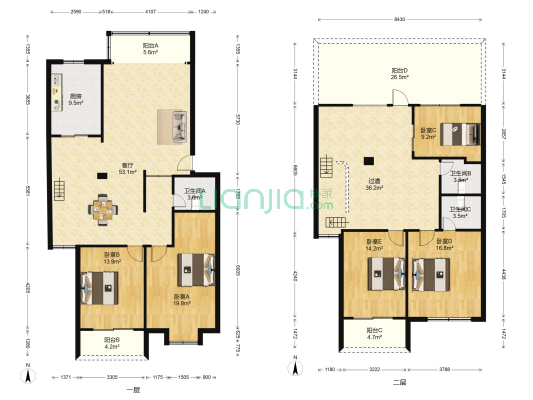 金山桔园和园 5室1厅3卫 209平方