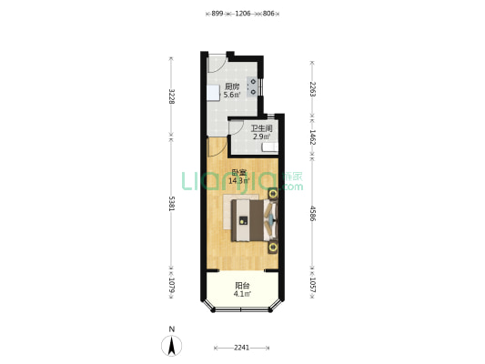 峨山路600-606号(双) 1室0厅1卫 34平方