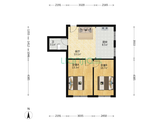 和平新居 2室1厅1卫 71平方