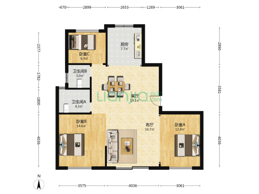 景雅茗苑 3室2厅2卫 110平方