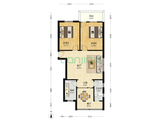 电材巷168号 2室2厅1卫 87平方