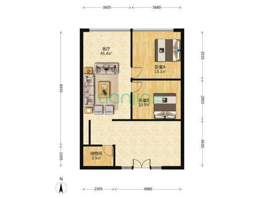嘉德广场 2室1厅0卫 109平方