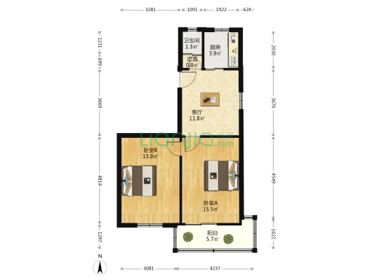 双岗老街74号 2室1厅1卫 68平方