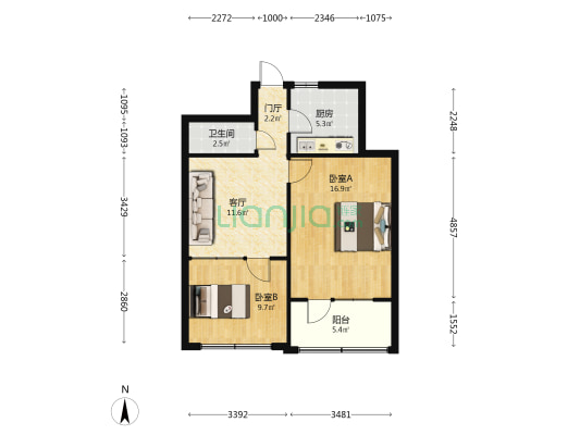市六医院家属院 2室1厅1卫 65平方