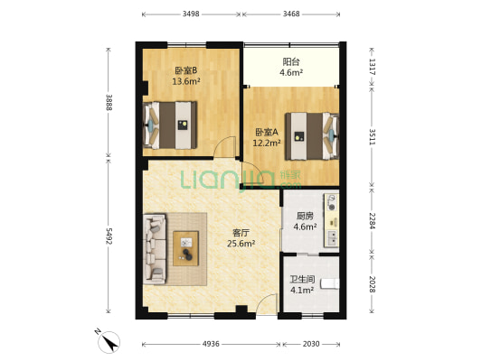 清风后街3到6号 2室1厅1卫 88平方